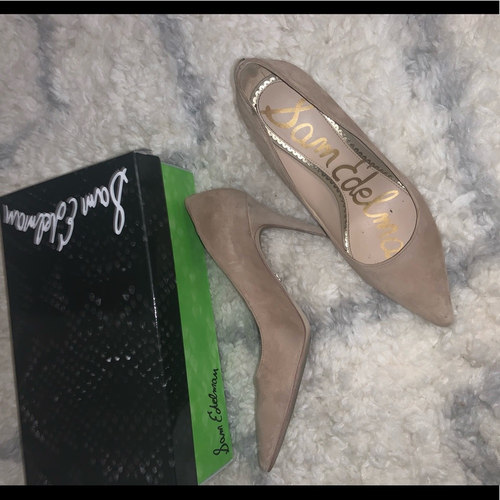 Sam Edelman nude suede pumps heels - Picture 1 of 3